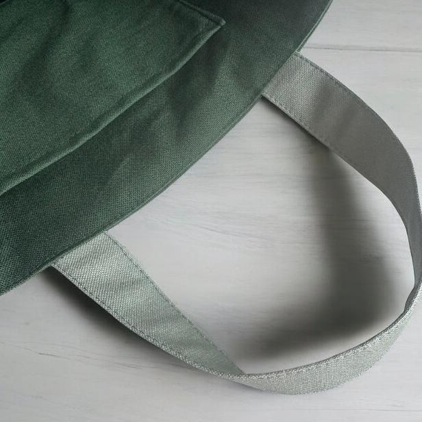 エメラルドグリーン/インド刺繍×キラキラツイード 帆布◆トートバッグ | 8枚目