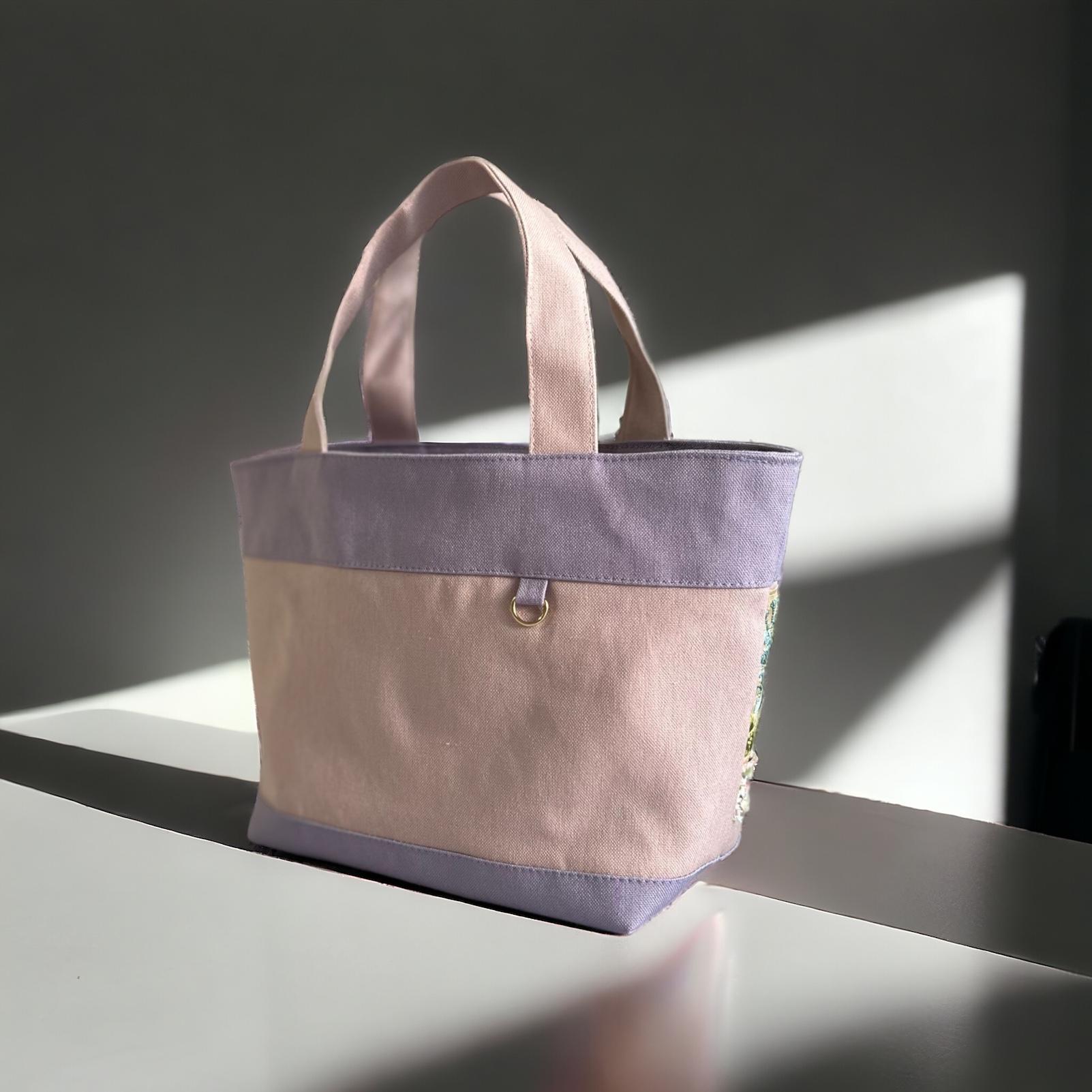 紫陽花/インド刺繍×帆布◆トートバッグ＆ポーチセット | 10枚目