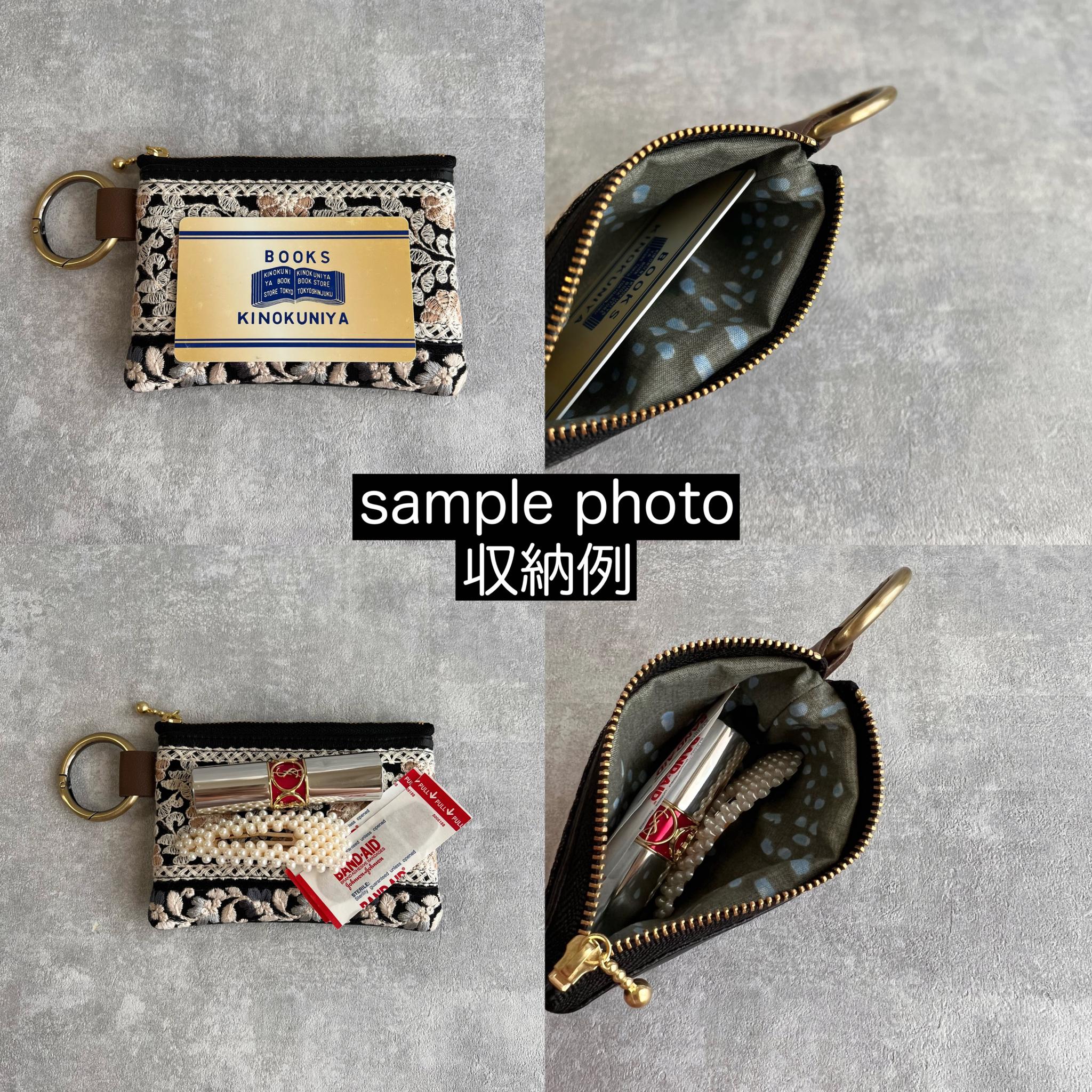 紫陽花/インド刺繍×帆布◆トートバッグ＆ポーチセット | 14枚目