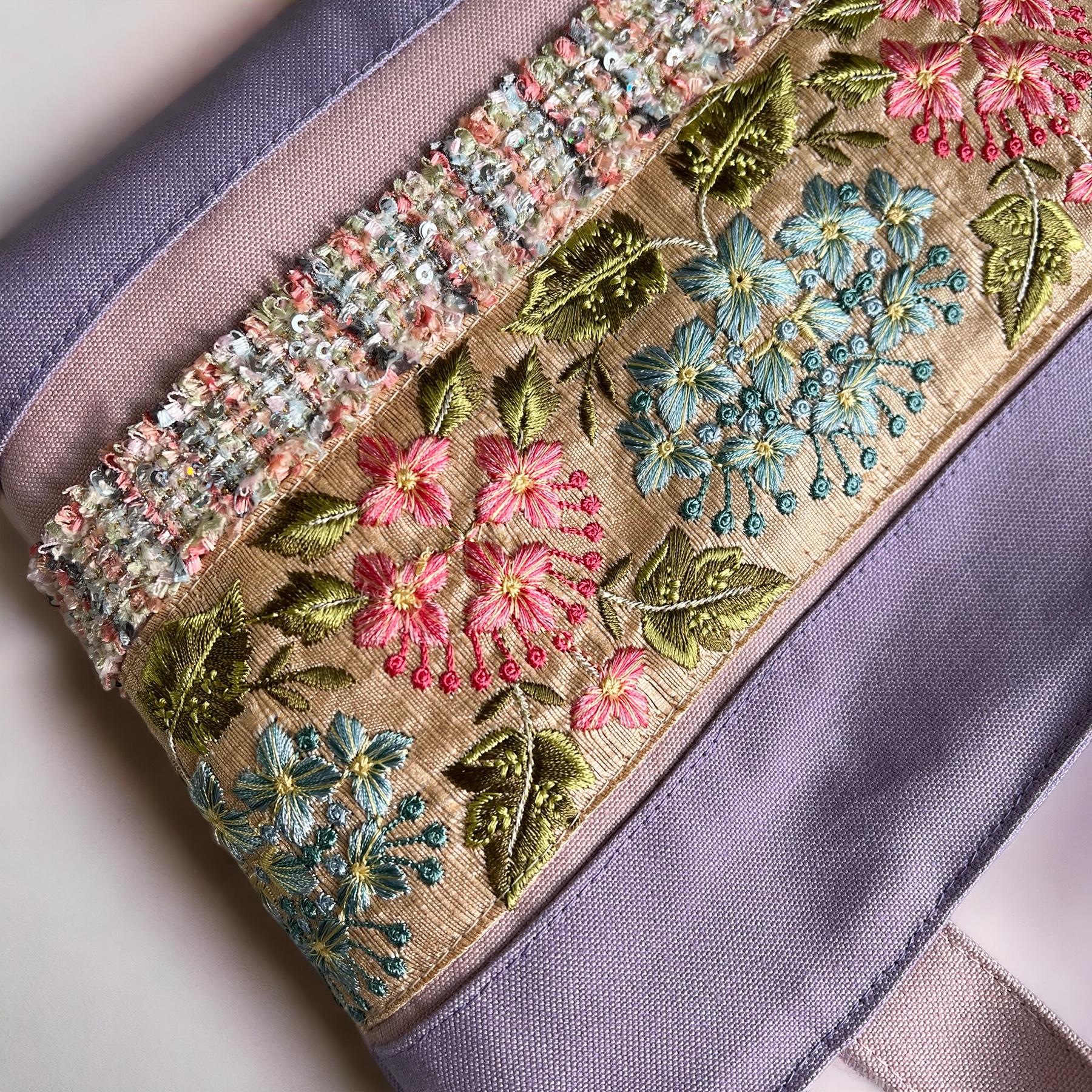 紫陽花/インド刺繍×帆布◆トートバッグ＆ポーチセット | 4枚目