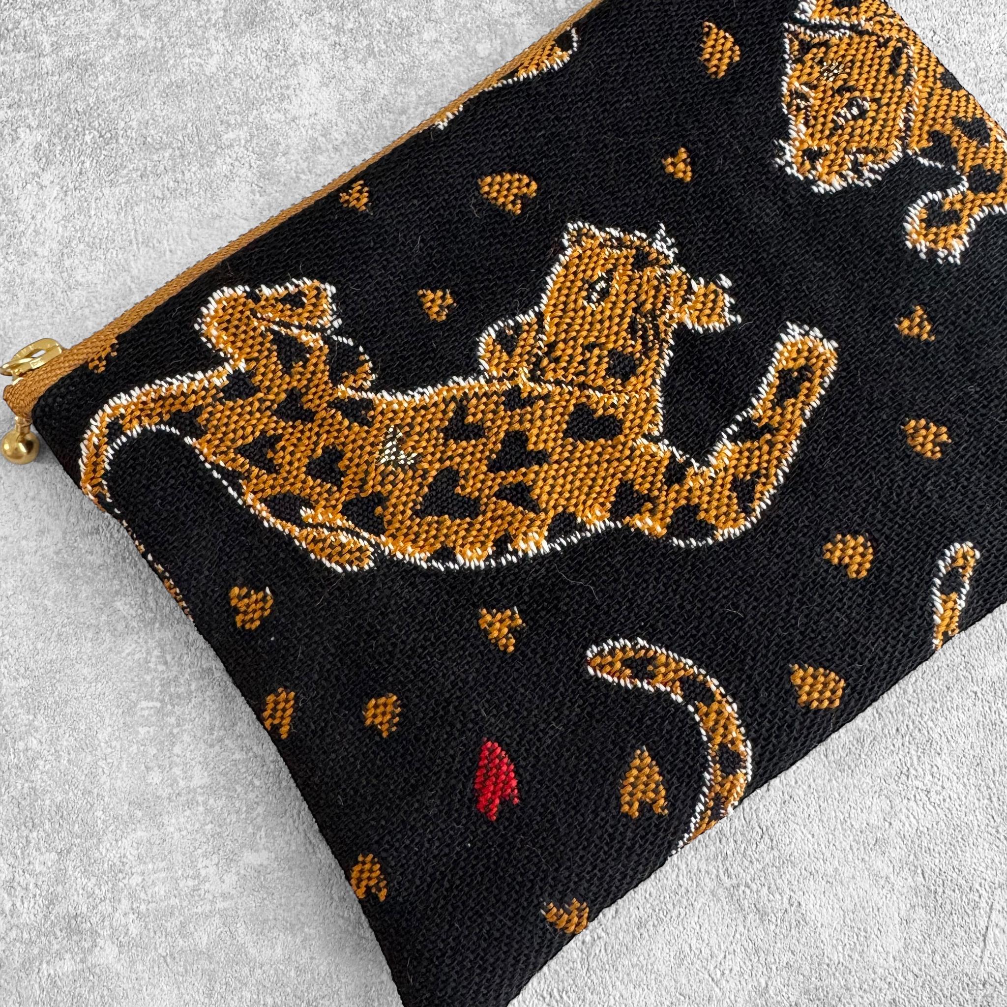 フランス生地/ヒョウとレオパード柄/ジャガード織り/フラットポーチ/マルチケース【２種類から選べます】 | 6枚目