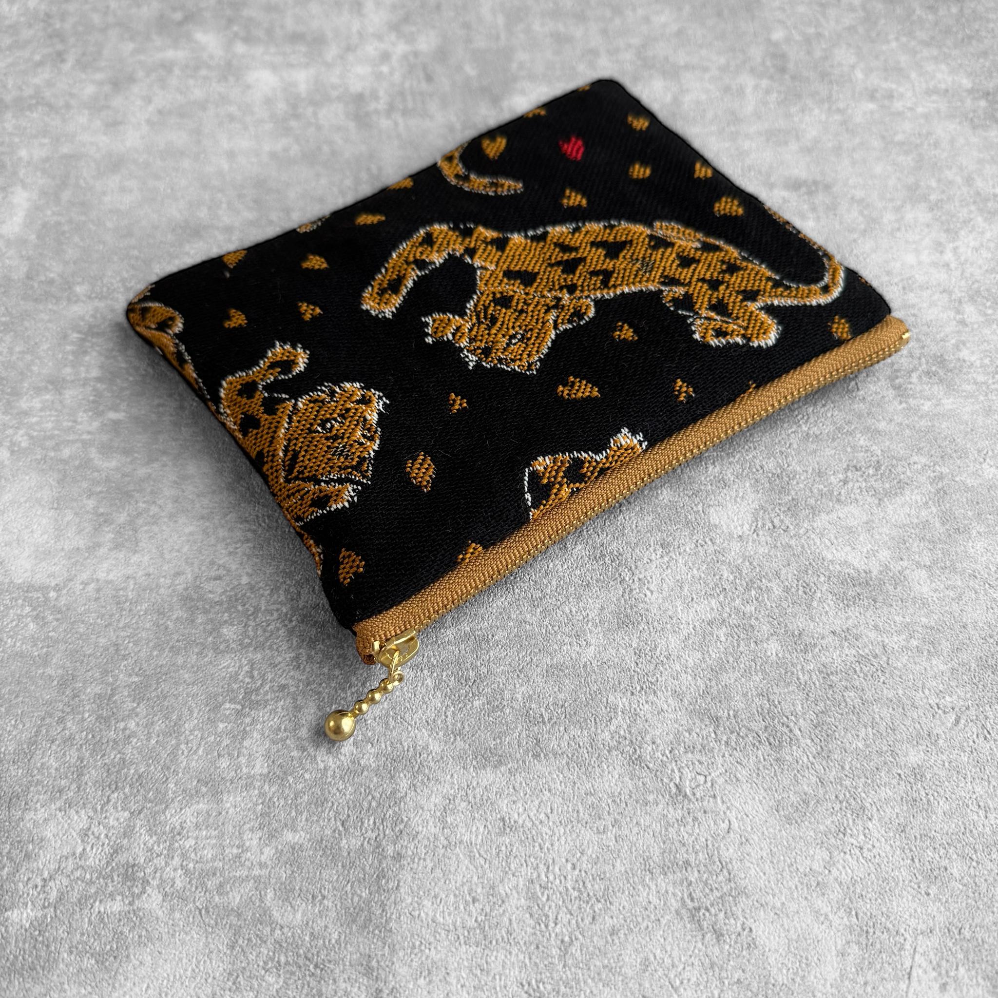 フランス生地/ヒョウとレオパード柄/ジャガード織り/フラットポーチ/マルチケース【２種類から選べます】 | 7枚目