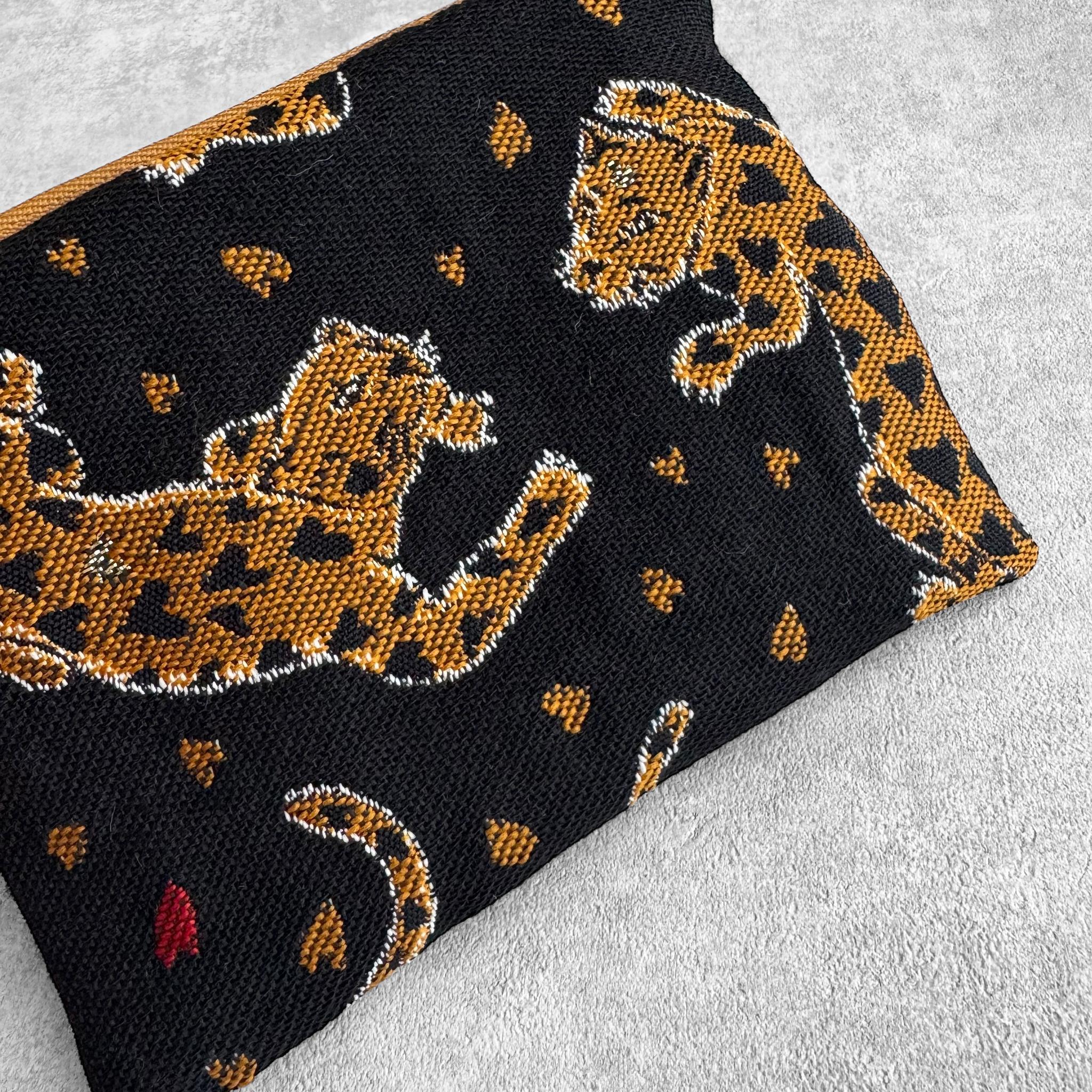 フランス生地/ヒョウとレオパード柄/ジャガード織り/フラットポーチ/マルチケース【２種類から選べます】 | 8枚目