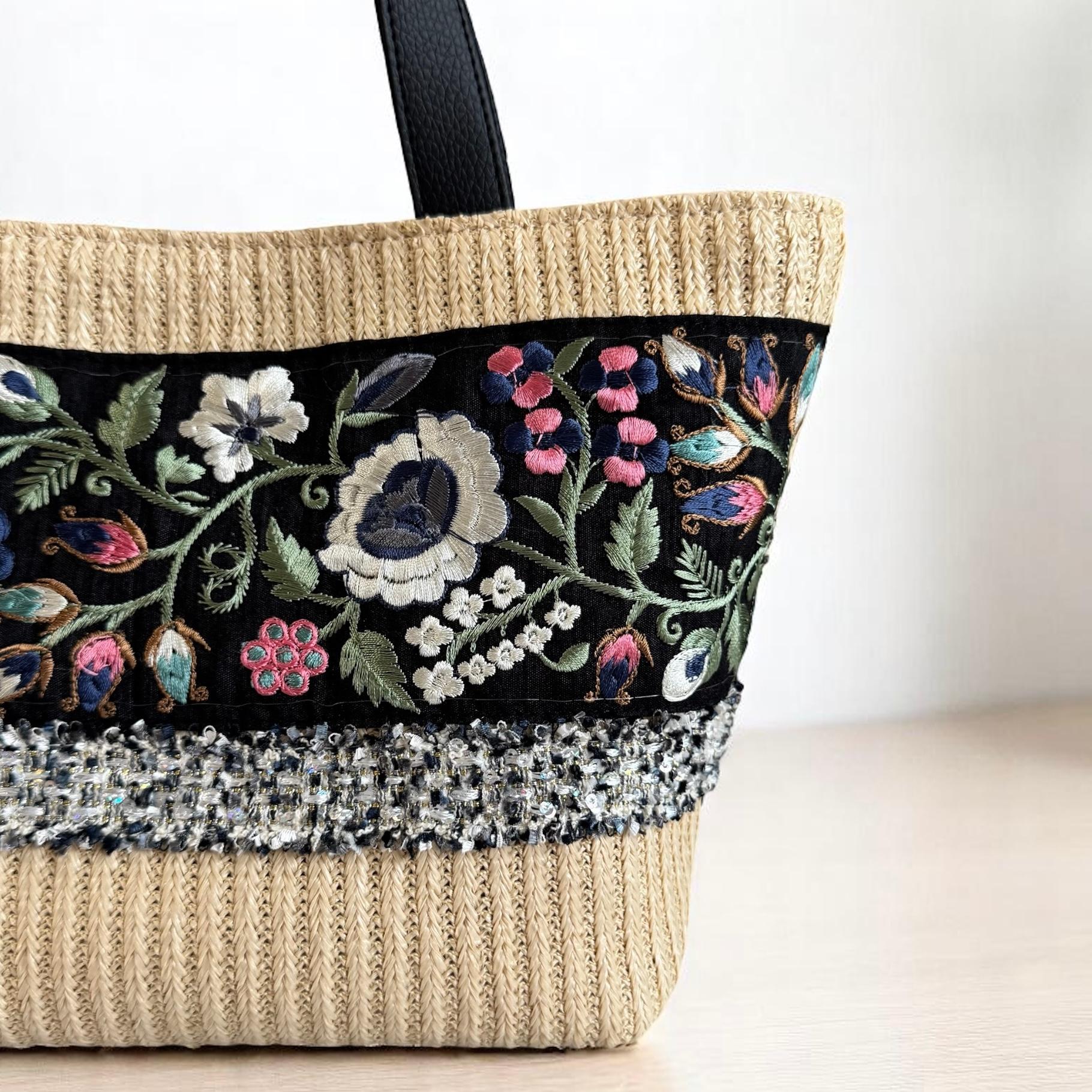 インド刺繍 かごバッグ 軽量/ナチュラル | 4枚目