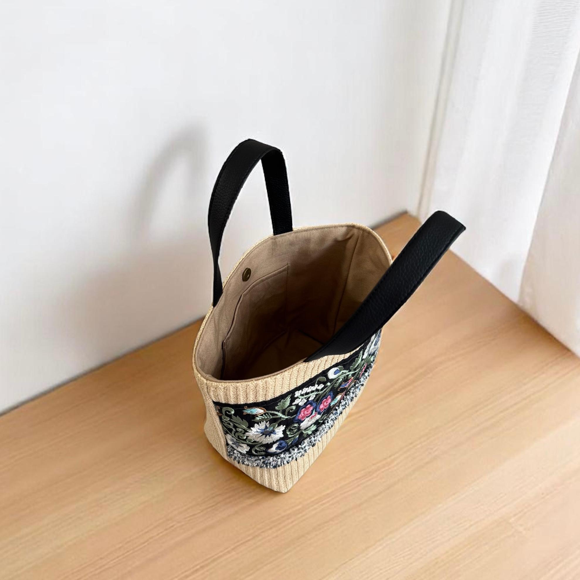 インド刺繍 かごバッグ 軽量/ナチュラル | 7枚目