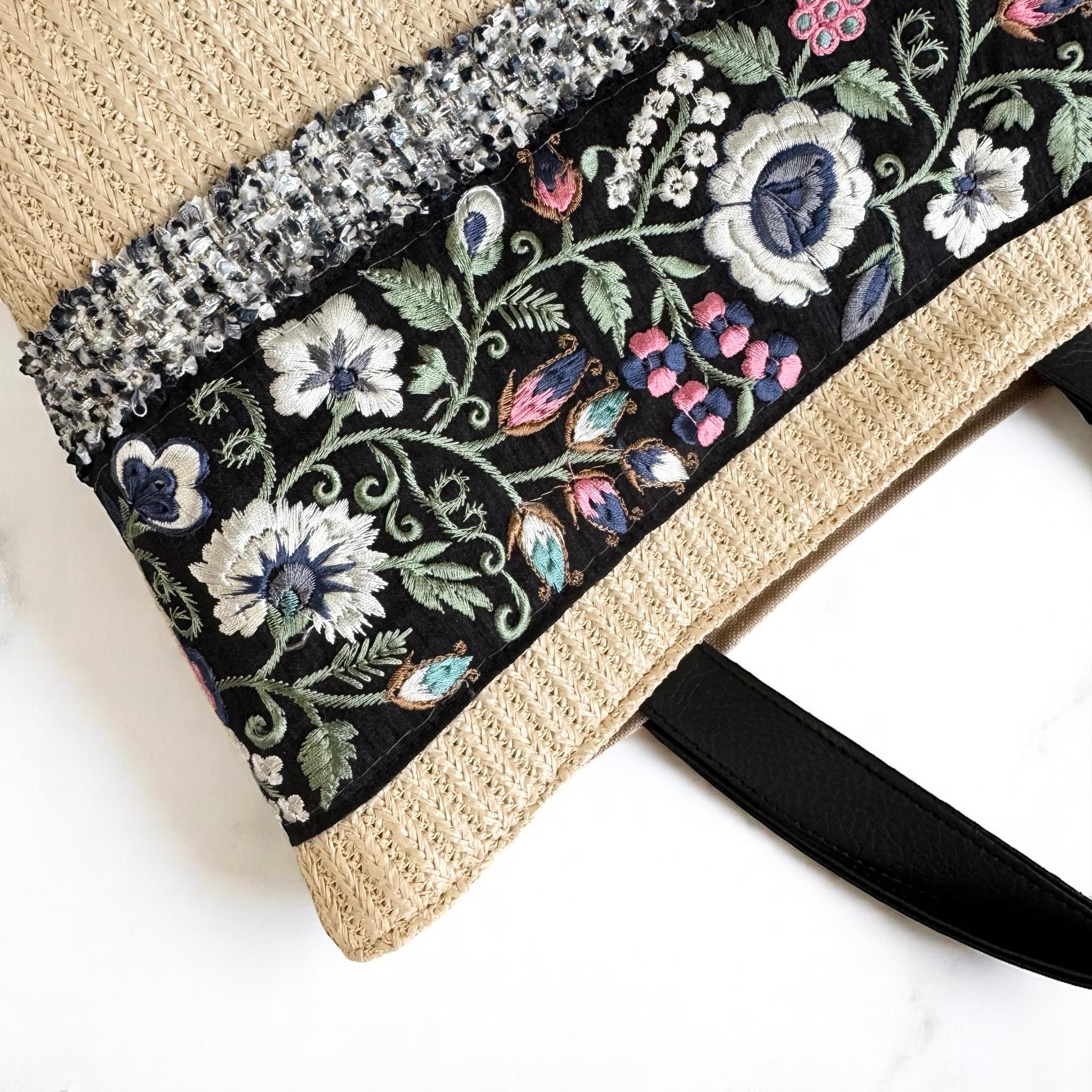 インド刺繍 かごバッグ 軽量/ナチュラル | 8枚目