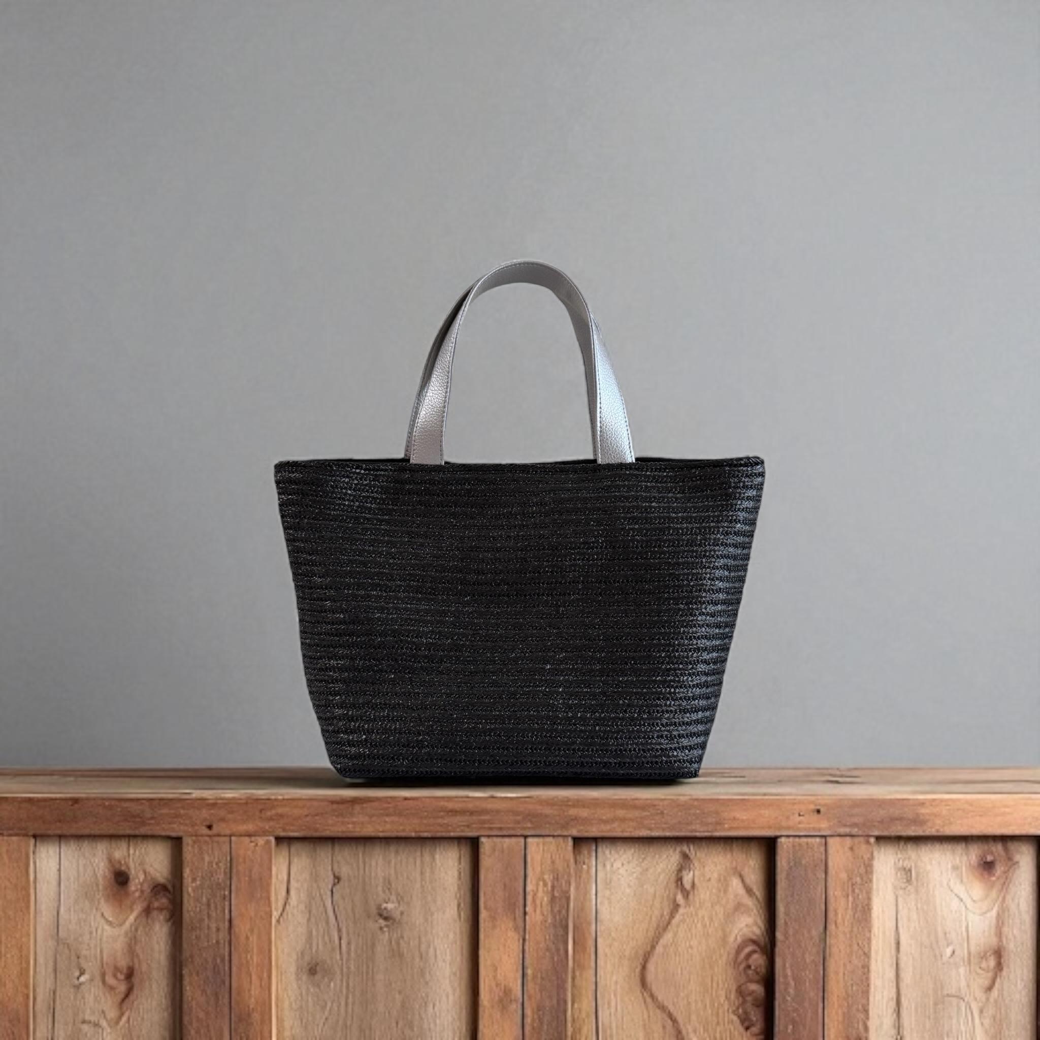 インド刺繍 かごバッグ 軽量/ブラック | 5枚目